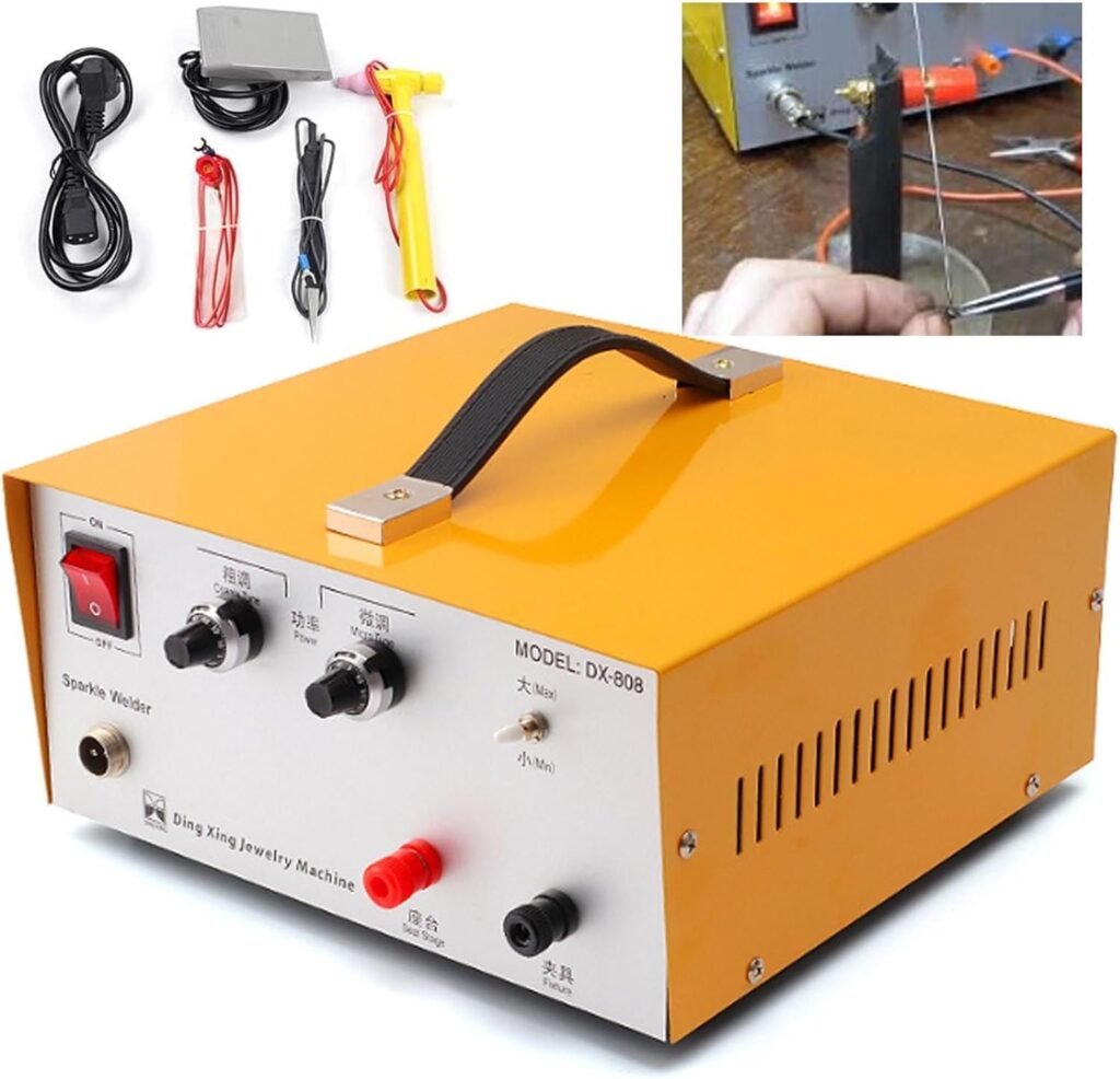 80a Pulse Spot Welder Gold Silver Jewelry Welding Machine,Jewellery Welding Impulse Spot Welding Device,Electric Soldering Machine High Precision Weldr For Gold Silver Steel Jewelry Welding ,Yellow