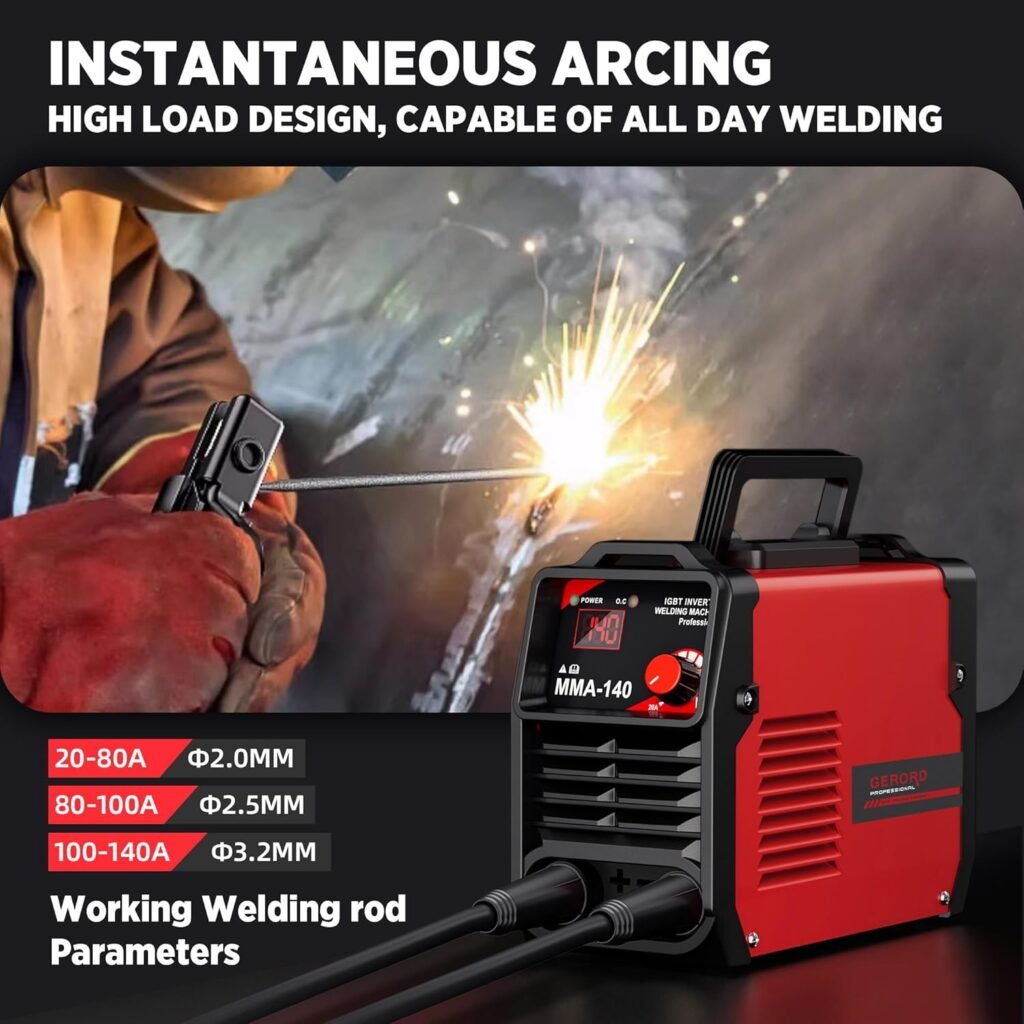 GERORD Portable Stick Welder 110v/220v, 140Amp ARC MMA Welder with Digital Display - Includes Welding Kit, Perfect for DIY and Beginners