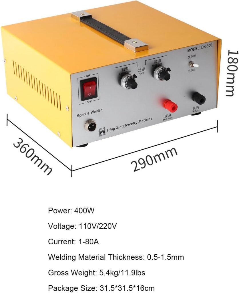 guoyjmm 400W Permanent Jewelry Spot Welder, 80A Pulse Sparkle Spot Soldering Machine, Portable Spot Welding Machine with Foot Pedal for Gold Silver Steel Platinum Jewelry Welding Machine