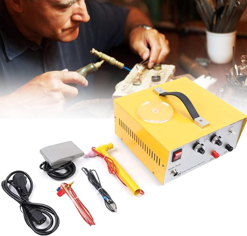 HUMNZR Jewelry Welder kit Pulse Tungsten arc spot Welding Machine Weldable Solid Gold, Aluminum, AC110V/220V 500W Adjustable Pulse Spot Welding Machine (Welding Range: 0.5-1.5mm),80A-110V