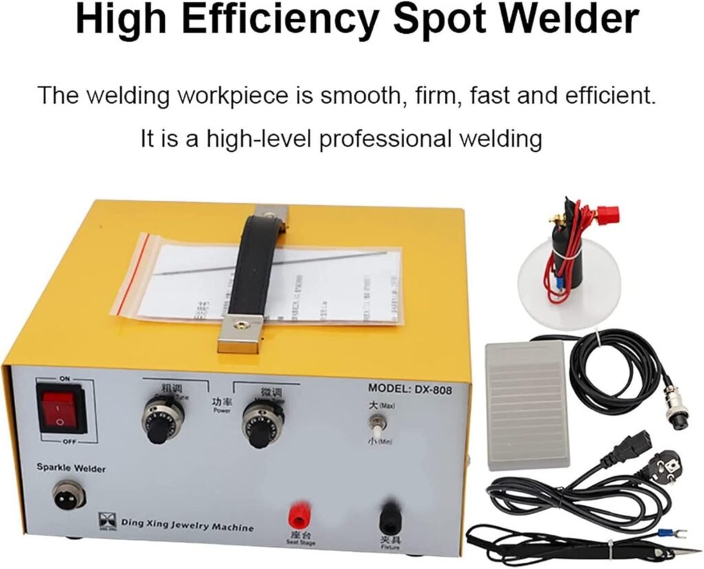 HUMNZR Jewelry Welder kit Pulse Tungsten arc spot Welding Machine Weldable Solid Gold, Aluminum, AC110V/220V 500W Adjustable Pulse Spot Welding Machine (Welding Range: 0.5-1.5mm),80A-110V