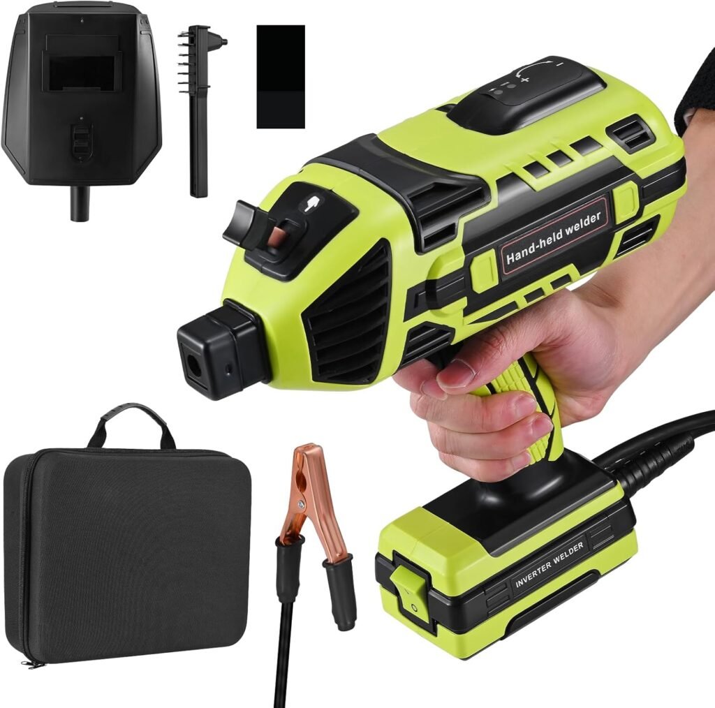 Krovtoy Upgraded Welder, 220V Handheld Welder with IGBT Inverter, 20-120Amp 6-Level Variable Current Adjustment, Suitable for 3/32″- 1/8″ (2.5-3.2mm) Wire Welder Kit (Green)