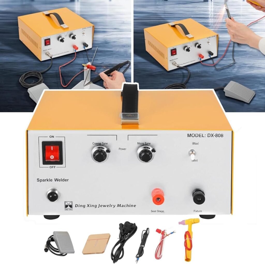 lealovengzh Jewelry Welding Machine-2 Working Modes,Corded Electric Pulse Sparking Spot Welder Jewelry Toolw/Foot Pedal- Welding range 0.5-1.5MM for Jewelry Gold Silver Platinum,Yellow