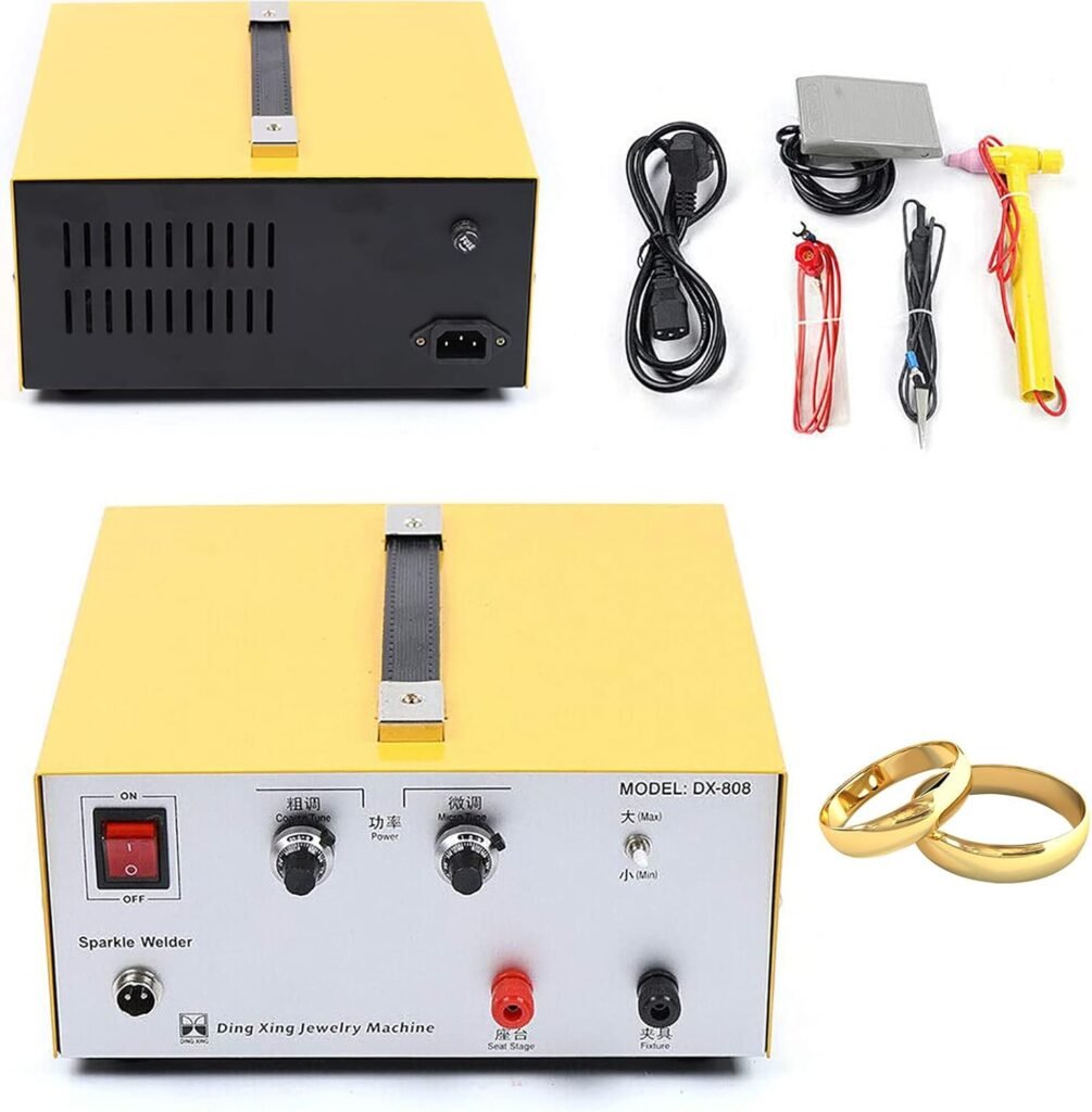 QJJML Jewelry Spot Welder, 80A Pulse Sparkle Spot Welder, Portable Spot Welding Machine with Handle Tool for Gold Silver Platinum