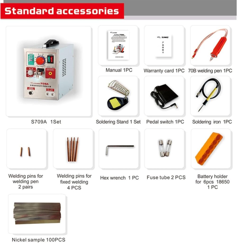 YhsPkh 3.2kw Battery Spot Welders, 0.35mm Spot Welding Machine Fixed Welding, W/LED Lighting + Soldering Pen (150°c~450°c) + Foot Pedal