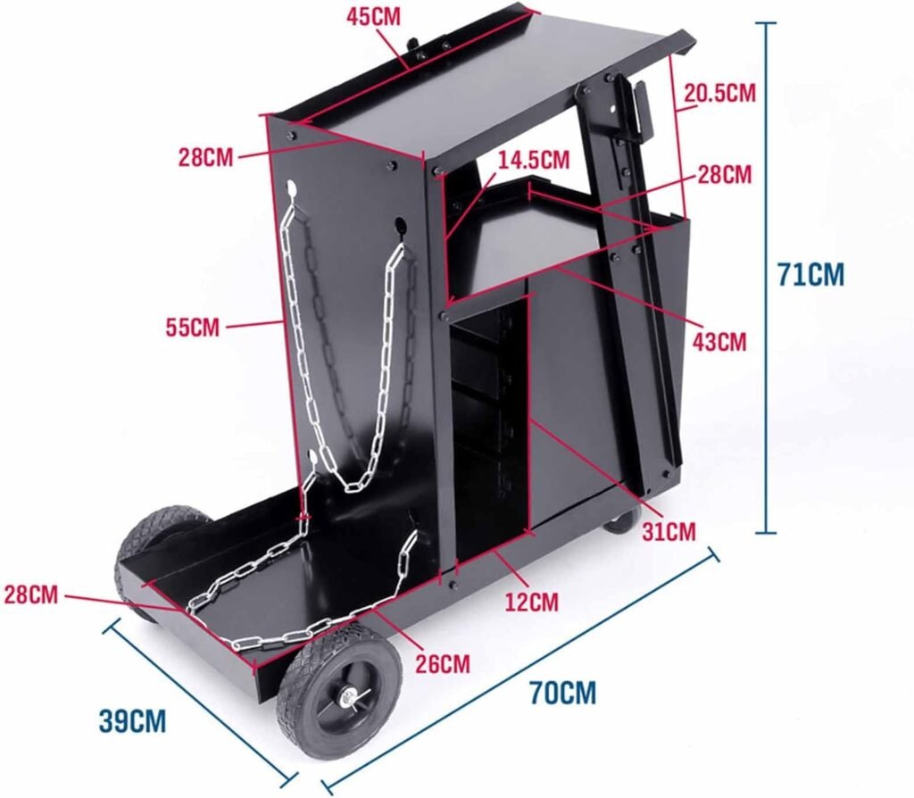 LANAZU Roll Welding Cart, JEGS Welding Cart with Drawer and Welding Pot Platform for MIG, TIG, Plasma cutting machine, ARC Welder