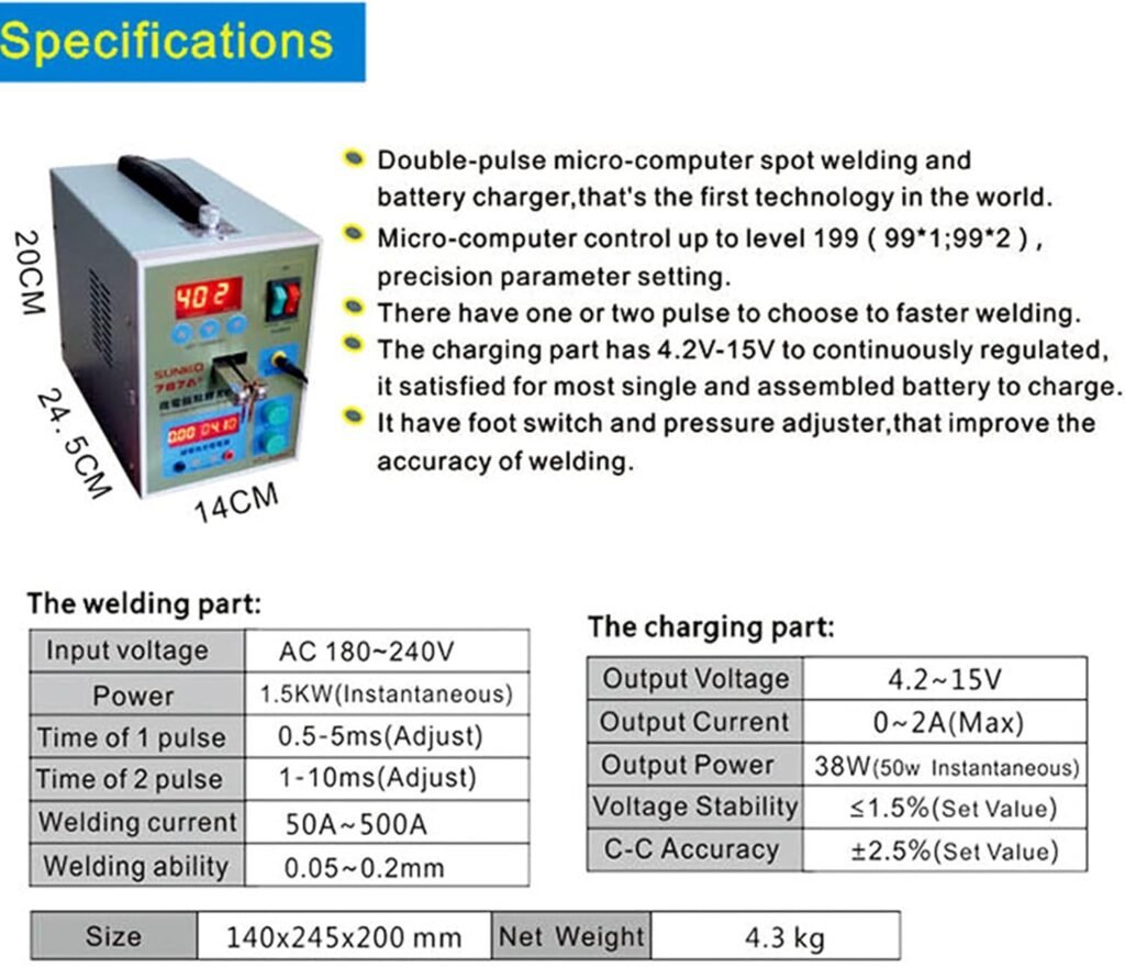 787A+ Spot Welder Battery Welder Applicable Notebook and Phone Battery Precision Welding Pedal Recharge Charging Capability Charger 110V