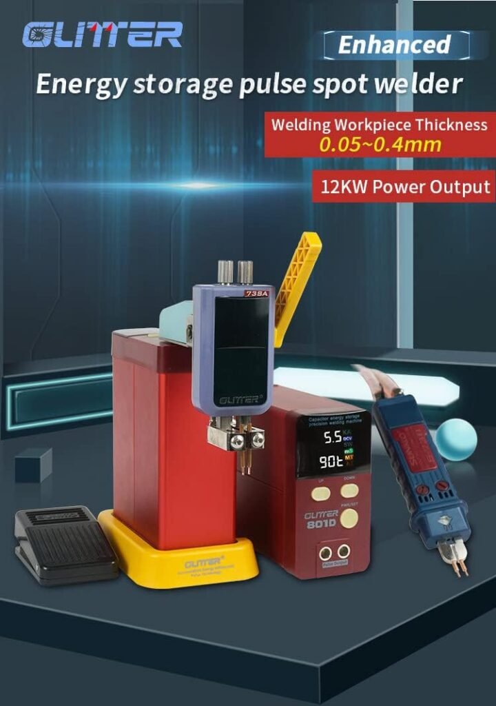 801D Portable Battery Spot Welder, 12 KW Capacitor Energy Storage Spot Welding Machine with Pen and Foot Pedal,Portable Precision Pulse Battery Welding Equipment