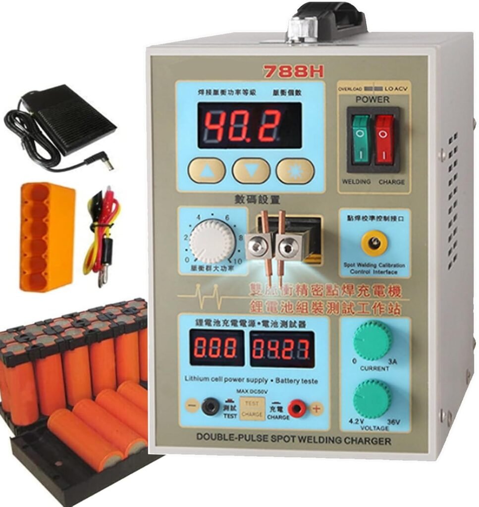 Battery Spot Welder | Led Pulse Battery Spot Welder | 2.8kw Welding Machine-Micro-Computer Battery Charger 800 A -0.2 Mm 36 V With Led Light,White