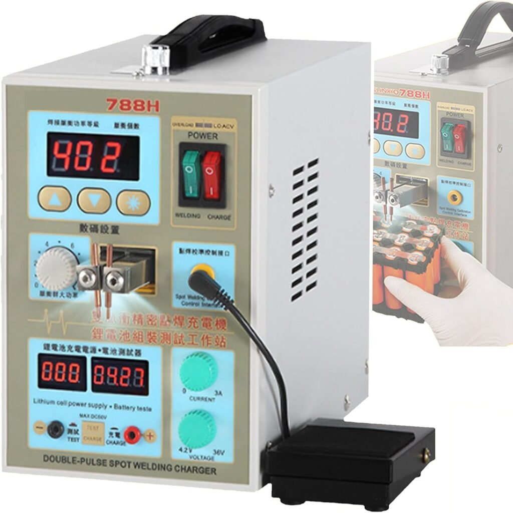 Battery Spot Welder, Pulse Spot Welder, 2.8kw Spot Welding Equipment -2 Welding Modes And Led Lighting For 0.2mm Pure Nickel, Battery Packs,White