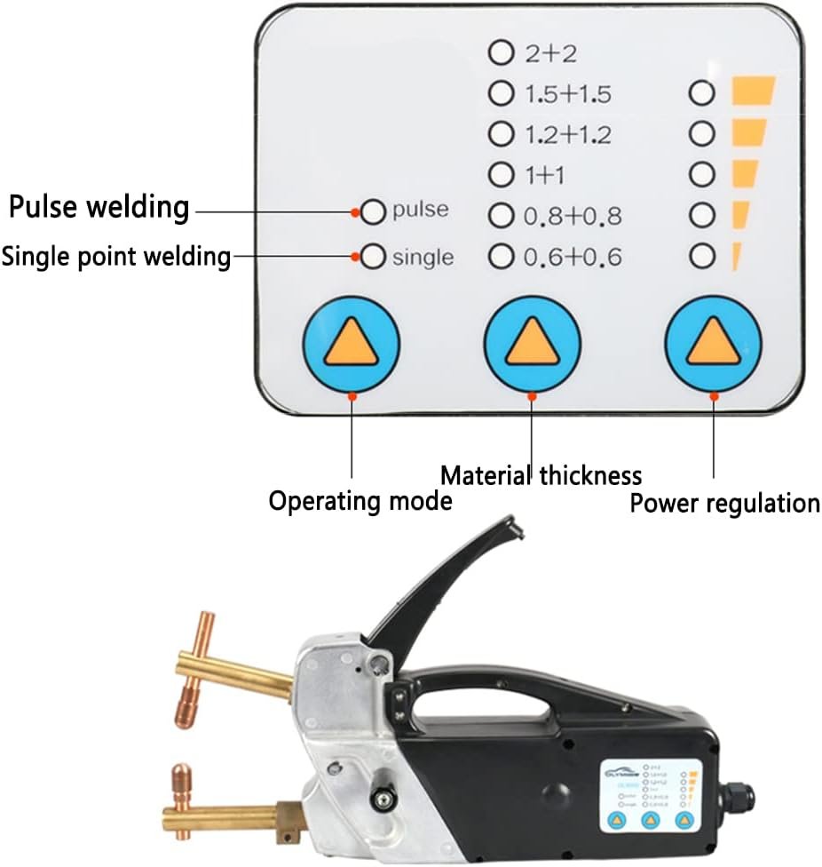 Electric Spot Welder 220V Double Side Spot Welding Machine Portable Single Phase Portable Handheld Welding Tip Gun 2.0 +2.0Mm Sheet Metal Repair Tool For Spot Welding Of Mild Steel