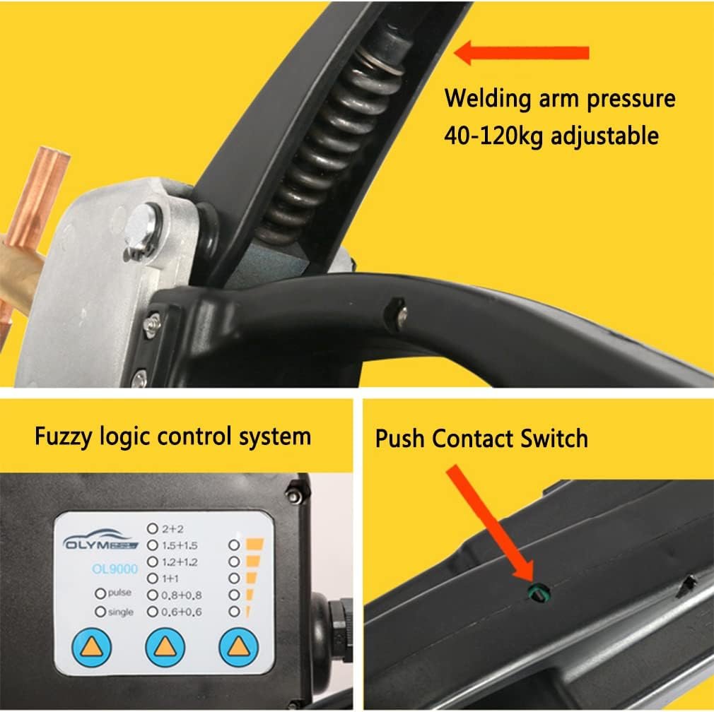 Electric Spot Welder 220V Double Side Spot Welding Machine Portable Single Phase Portable Handheld Welding Tip Gun 2.0 +2.0Mm Sheet Metal Repair Tool For Spot Welding Of Mild Steel