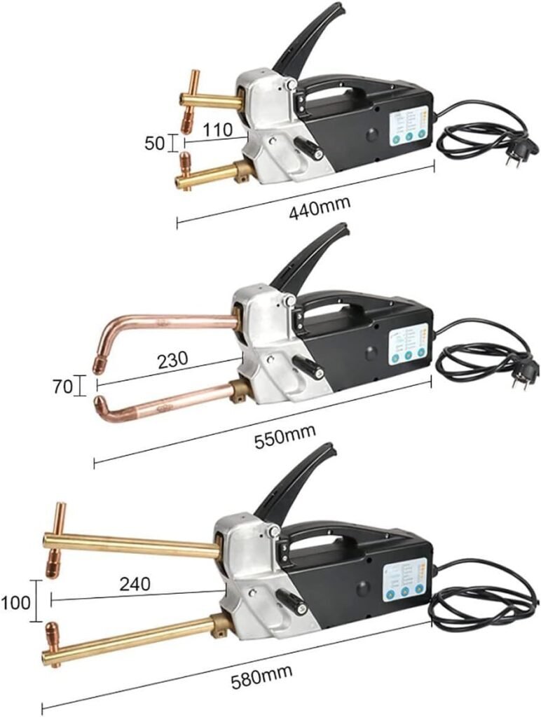 Electric Spot Welder, Double Side Spot Welding Machine, Single Phase Portable Handheld Welding Tip Gun 2.0 +2.0Mm Sheet Metal Repair Tool