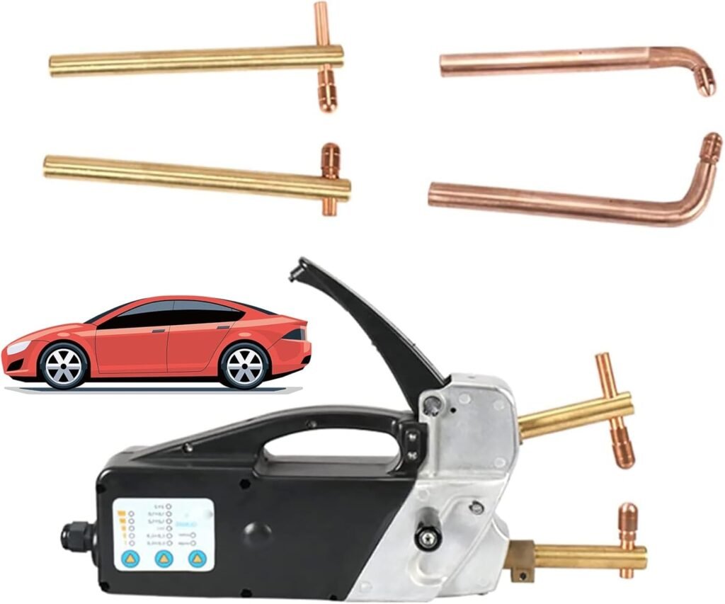 Electric Spot Welder, Double Side Spot Welding Machine, Single Phase Portable Handheld Welding Tip Gun 2.0 +2.0Mm Sheet Metal Repair Tool