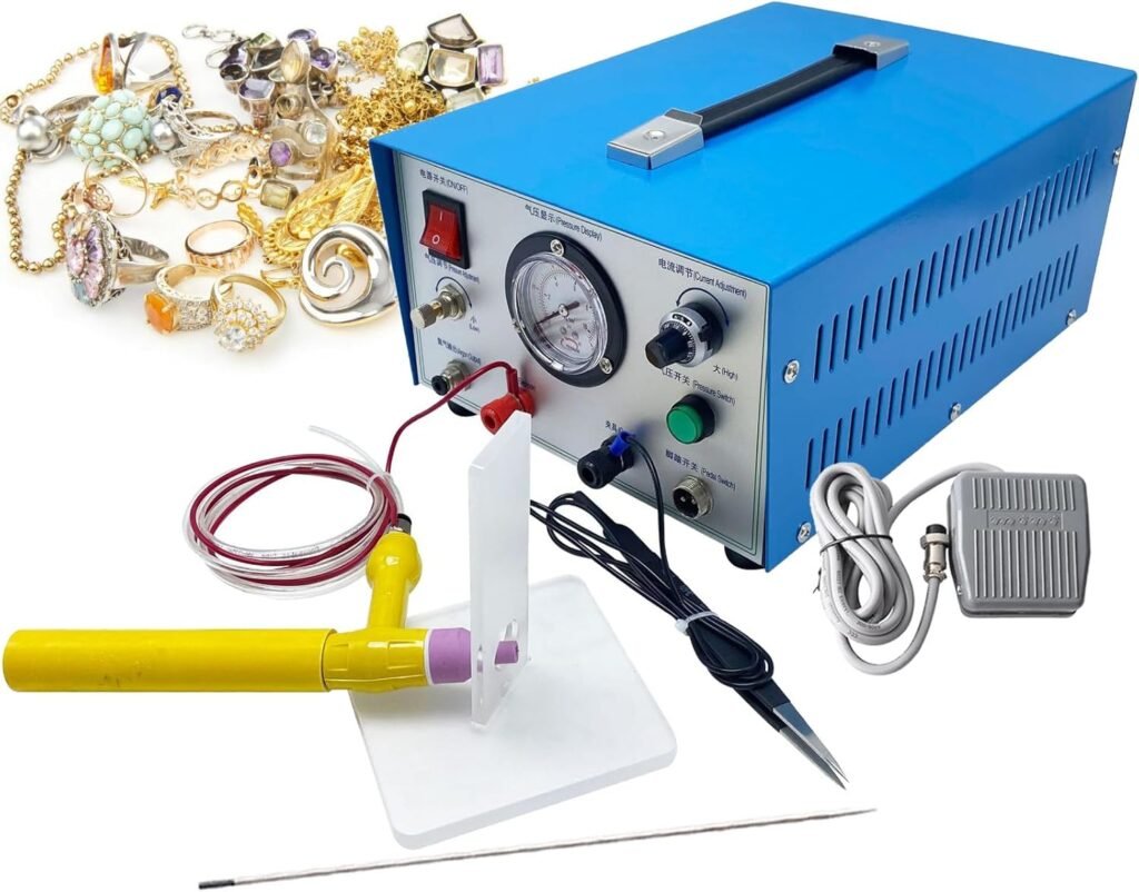 Fablestoryem 50A-600A Jewelry Spot Welder, Foot Pedal Control, Pulse Arc Welder, Permanent Jewelry DIY Gold Silver Spot Welder Gold Cobalt Chromium Alloy Hardware Jewelry (S),Spot Welding