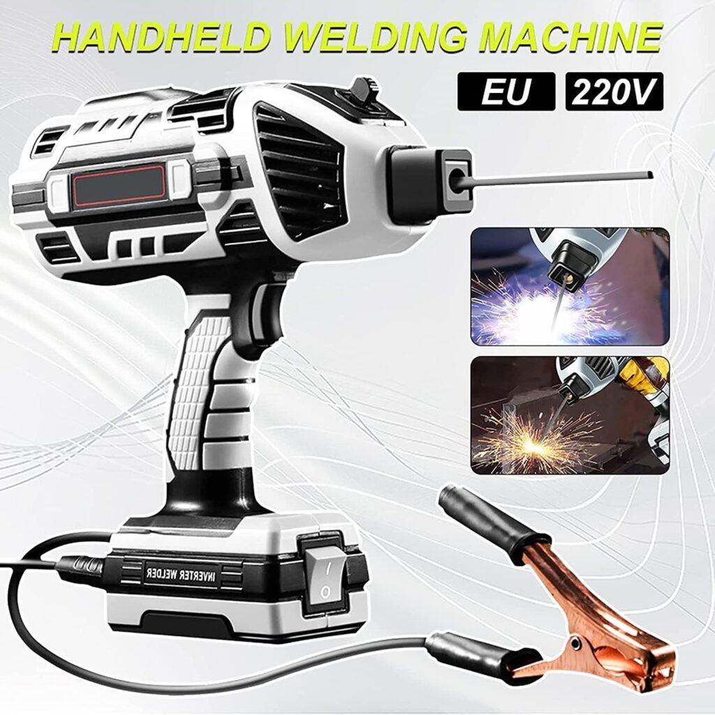 Handheld Arc Welder Gun, Portable Welding Machine, 6 Variable Current Adjustment, Household Small Welder Machine Stick Welder with LCD Digital Display Fit for 1/16-5/32 Wire Rod