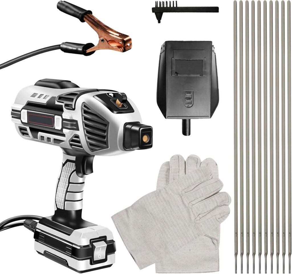 Handheld Welding Machine, 220V Portable Welder Machine with IGBT Inverter  6 Variable Current Adjustment, Portable ARC Welder Gun with 1 Paire of Gloves, 1 Pc Steel Brush, 10 Welding Rods