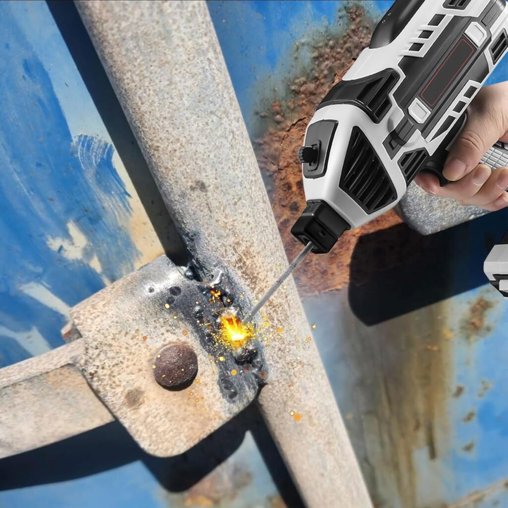 Handheld Welding Machine, 220V Portable Welder Machine with IGBT Inverter  6 Variable Current Adjustment, Portable ARC Welder Gun with 1 Paire of Gloves, 1 Pc Steel Brush, 10 Welding Rods