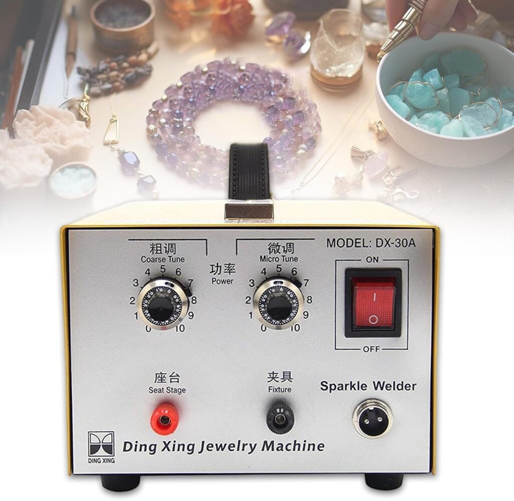 Jewelry Welder Gold Silver Platinum Welding Machine 200W 30A Professional Precise Jewelry Spot Welder with Foot Pedal, for Welding Platinum Gold Silver Palladium Necklace Ring Jewelry