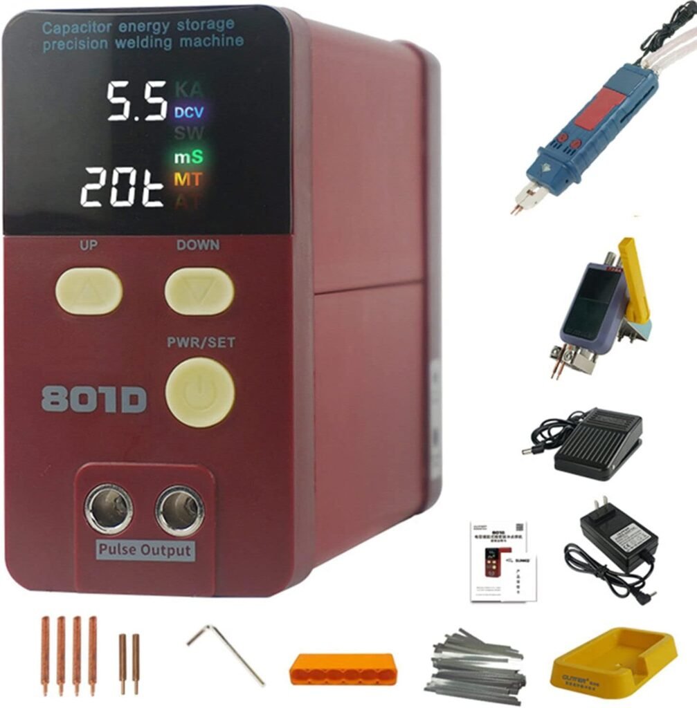 Battery Welder,801D Cordless Spot Welder, 12KW Capacitor Energy Storage Pulse Spot Welder for 18650, 14500 Lithium Battery DIY Hand Welding Pen 110V-220V