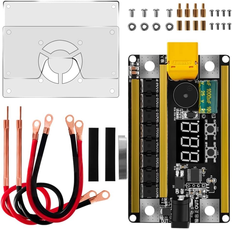 Crevyteg 12V 2400A Spots Welder Kit, DIY Mini Spots Welding Machine, Portable Spots Welder Control Board PCB Circuit Board for 18650 Lithium Battery (without housing) One