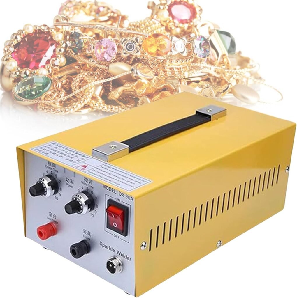 Jewelry Spot Welding Machine Gold Silver Platinum Welding Machine 200W 30A Professional Precise Jewelry Spot Welder with Foot Pedal, for Gold Silver Steel Jewelry Welding