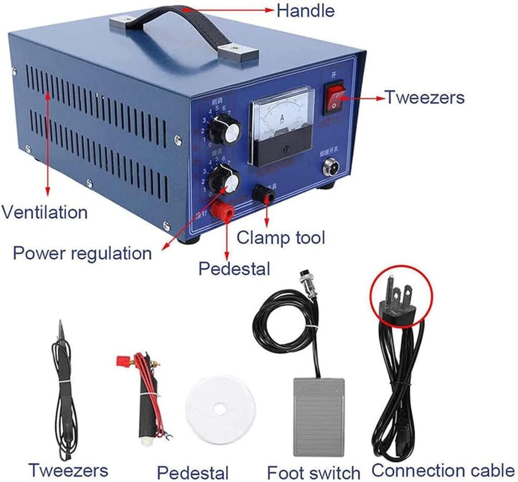 LMYYDES Automatic Jewelry Spot Welding Machine 50A Pulse Spot Welder, Pulse Argon Arc Welding Machine Spot Welder for Soldering Jewelry, Soldering Range 0.5-1.5mm
