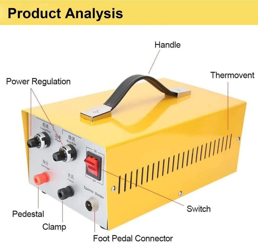 Spot Welder for Permanent Jewelry, Handheld Spot Welder, Permanent Jewelry Welder Kit Pulse Tungsten Arc Spot Welding Machine with Foot Pedal, Cable, Forceps Clamp, Base,80A
