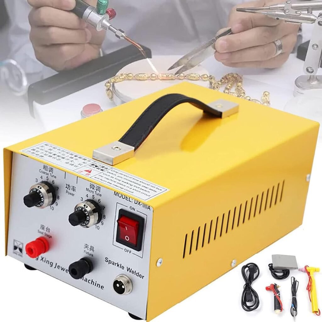 Spot Welder for Permanent Jewelry, Handheld Spot Welder, Permanent Jewelry Welder Kit Pulse Tungsten Arc Spot Welding Machine with Foot Pedal, Cable, Forceps Clamp, Base,80A