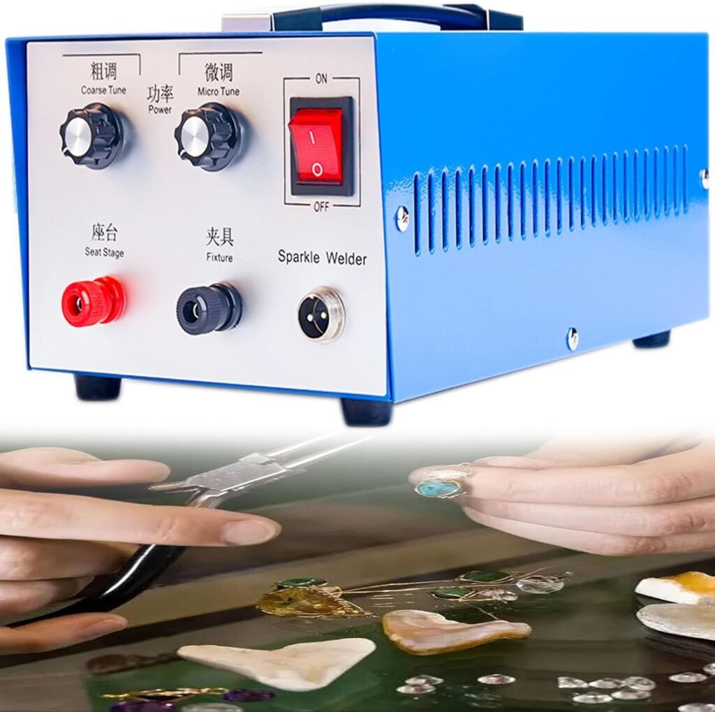 Spot Welder, Jewelry Spot Welder, Portable Electric Soldering Machine Spot Welder Welding Machine for Gold/Silver/Steel/Platinum, Coarse  Micro Adjustment Knob