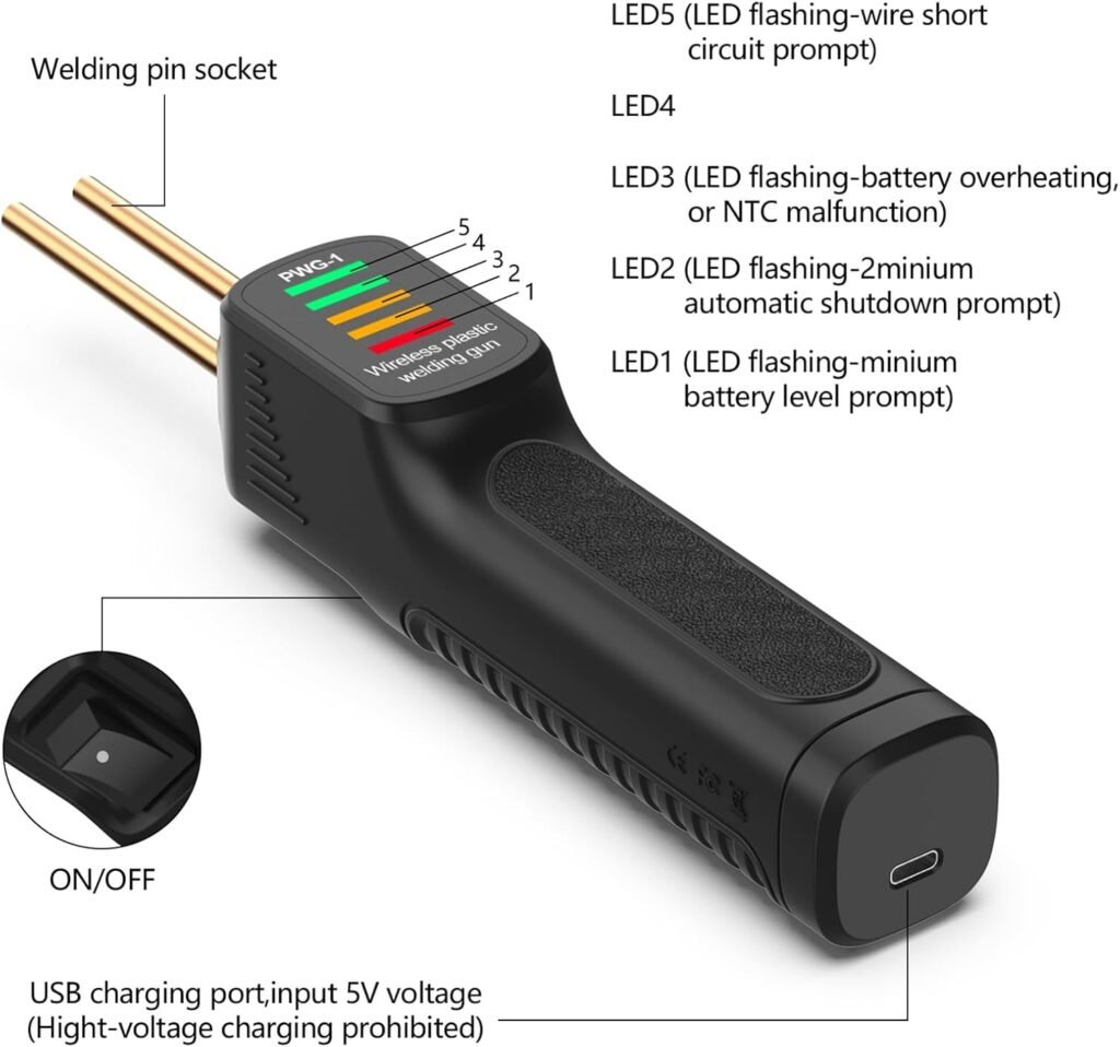 Weytoll Cordless Plastic Welder Car Bumper Repair Welding Machine 2600mAh Battery Hot Stapler USB Rechargeable Plastic Welder Machine with 200Pcs Welding Pins