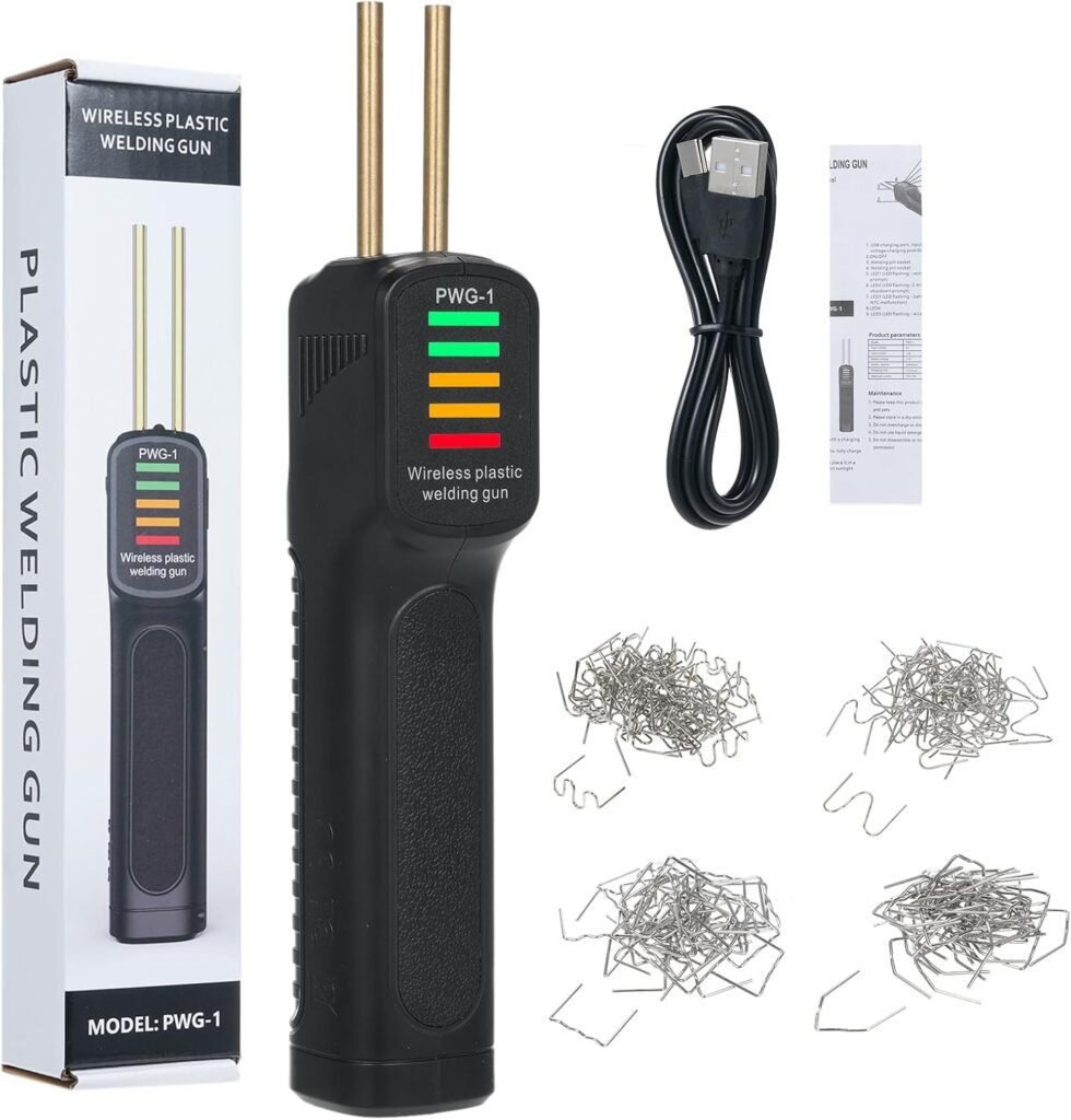 Weytoll Cordless Plastic Welder Car Bumper Repair Welding Machine 2600mAh Battery Hot Stapler USB Rechargeable Plastic Welder Machine with 200Pcs Welding Pins