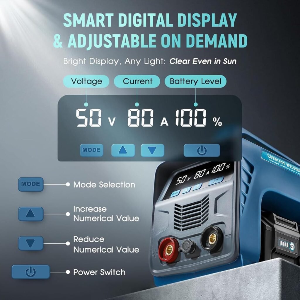 Cordless Stick Welder 160A – Battery Powered MMA ARC Welding Machine with LED Display, 2 * Batteries, Digital IGBT Inverter, Hot Start  Anti-Stick, Portable for Outdoor Metal Repair