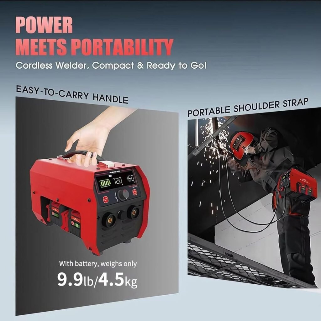 GHRERTX Portable Cordless Welding Machine,MMA MIG 160a Battery Powered Stick Welder With 2 Batteries,Hot Start Inverter Stick Welder With Lcd Display,For Easy Spot Welding Anywhere