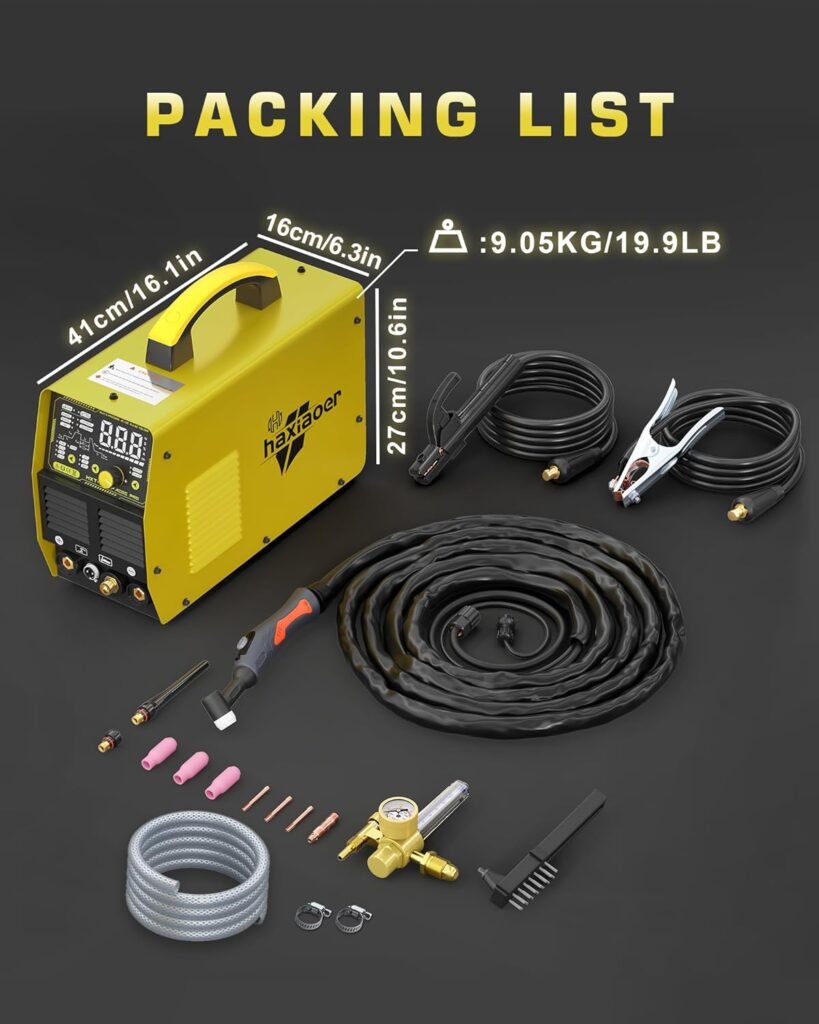 haxiaoer Aluminum TIG Welder AC/DC 240V with Pulse, [Large LED Display] 200A Digital Inverter AC Pulse TIG/AC TIG/DC Pulse TIG/HF TIG/ARC Welding Machine HXT200P AC DC Pro