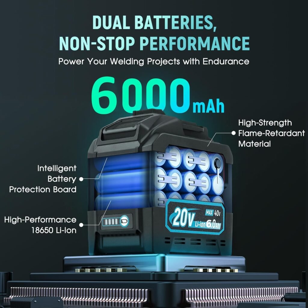 HYQNG Cordless Welding Machine Portable, MMA ARC 160A Battery Powered Welder Machine with 2 x Battery, LED Display, Digital IGBT Inverter Stick Welder, Hot Start Portable Stick/Flux Core Welder