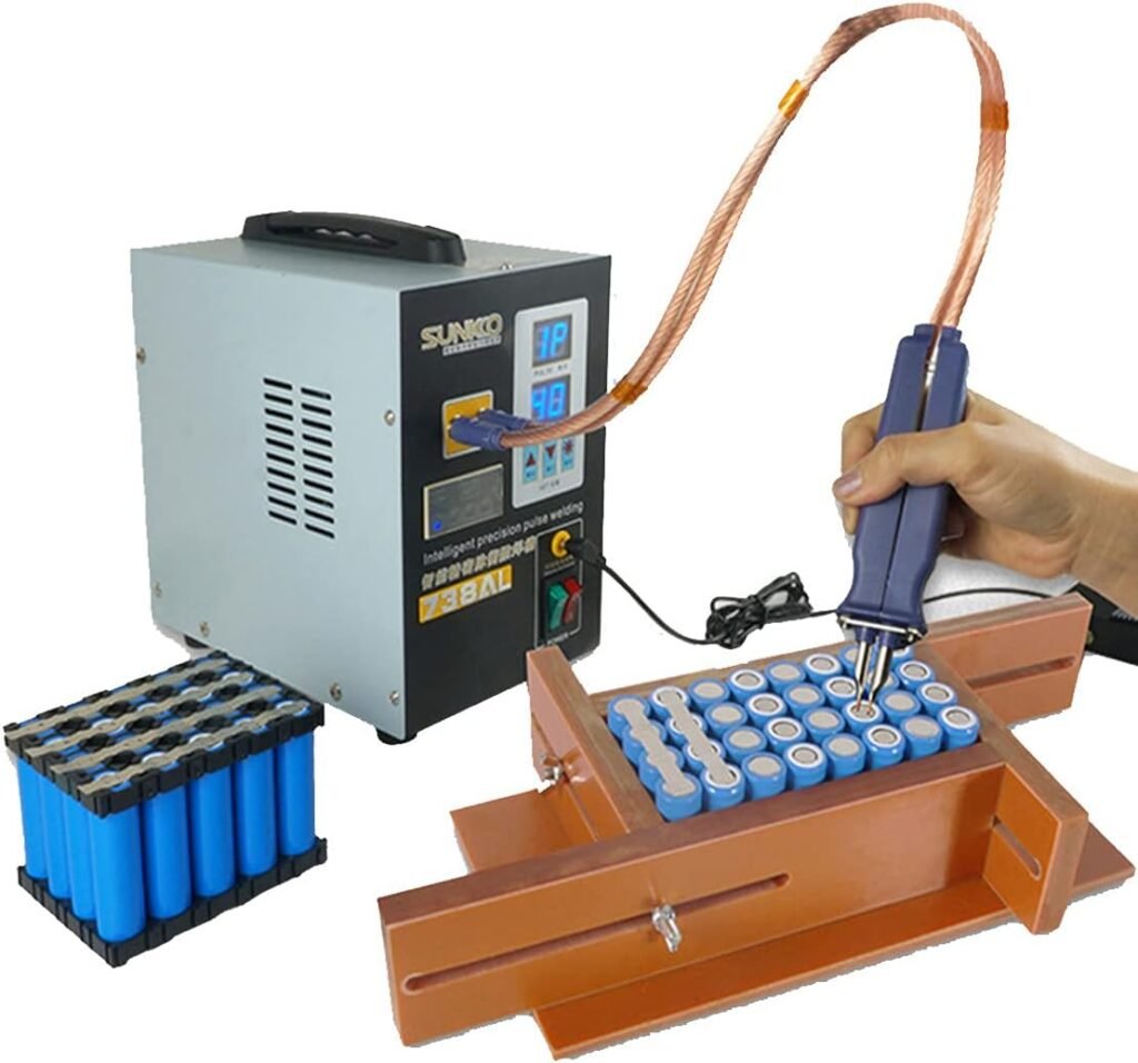 KLUFO Battery Welding Machine with Detachable Telescopic Arm, Pulse Spot Welder 738AL 18650 Battery Welding Machine with LED Battery Testing and Charging Function