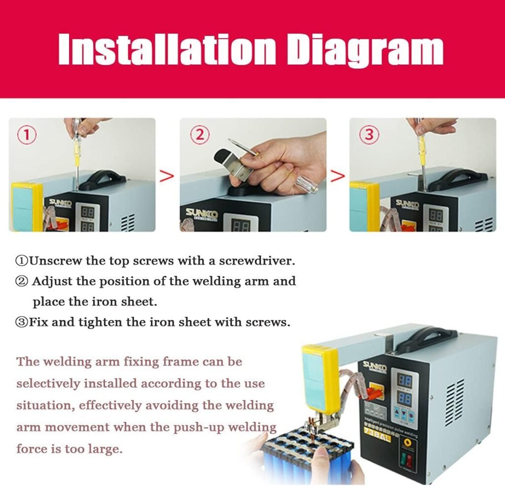 KLUFO Battery Welding Machine with Detachable Telescopic Arm, Pulse Spot Welder 738AL 18650 Battery Welding Machine with LED Battery Testing and Charging Function