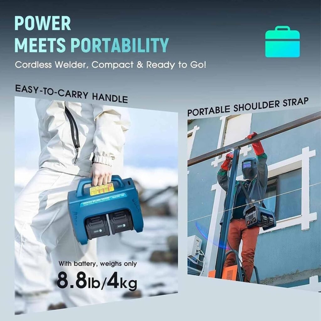 Portable Cordless Welding Machine,LED Display,Battery Powered Portable Welder MMA ARC 160A with 2 x 6.0Ah Battery,Digital IGBT Inverter Stick Welder,Hot Start Portable Stick/Flux Core Welder