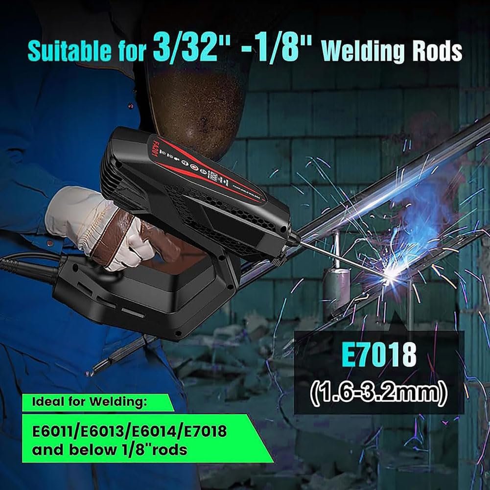 Portable Welder Handheld, Inverter Welding Machine With Soldering Electrode Clamp, Handheld Arc Welder 3/32-1/8 Stick Welder With Protective Handle Lcd Display, For Professional Beginners