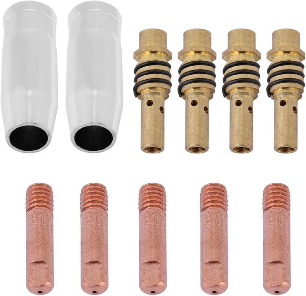 Reboot MIG Welder Consumable Set, Welding Torch Accessories 11pcs Nozzles Contact Tips Holders MIG Welder Consumable Accessory Fit for 15AK Torch Gun