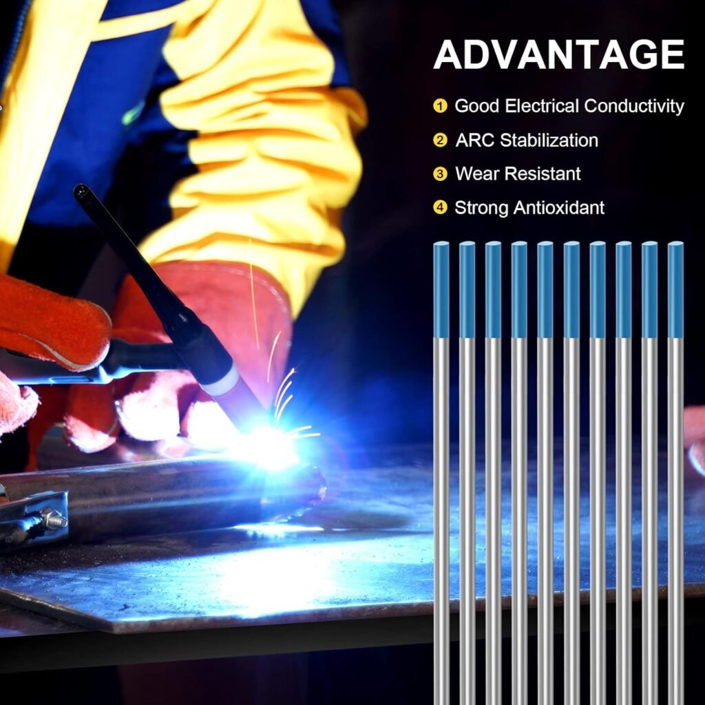 SSIMDER WL20 TIG Welding Tungsten Electrode 2% Lanthanted TIG Tungsten 3/32 x 7 (Blue WL20/EWLa-2) 10-Pack