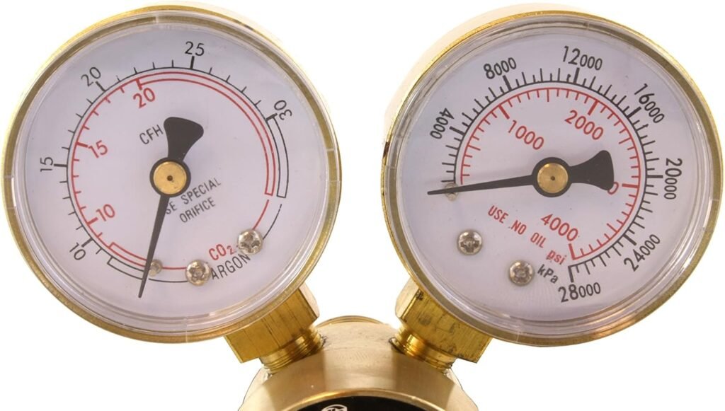 SÜA® - Industrial Argon Regulator/Flowmeter Gauges for MIG and TIG Welders + 10 Feet Hose