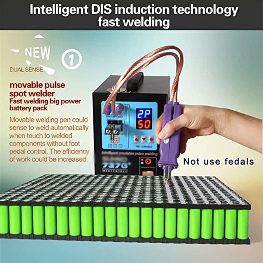 ZIJINGY Battery welder spot welding equipment,737G+ intelligent pulse spot welder, with battery and LED spot welder, dual function induction battery spot welder