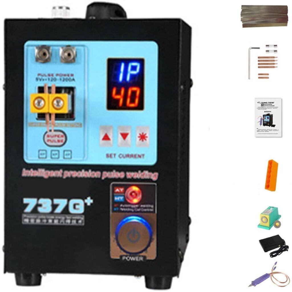 ZIJINGY Battery welder spot welding equipment,737G+ intelligent pulse spot welder, with battery and LED spot welder, dual function induction battery spot welder