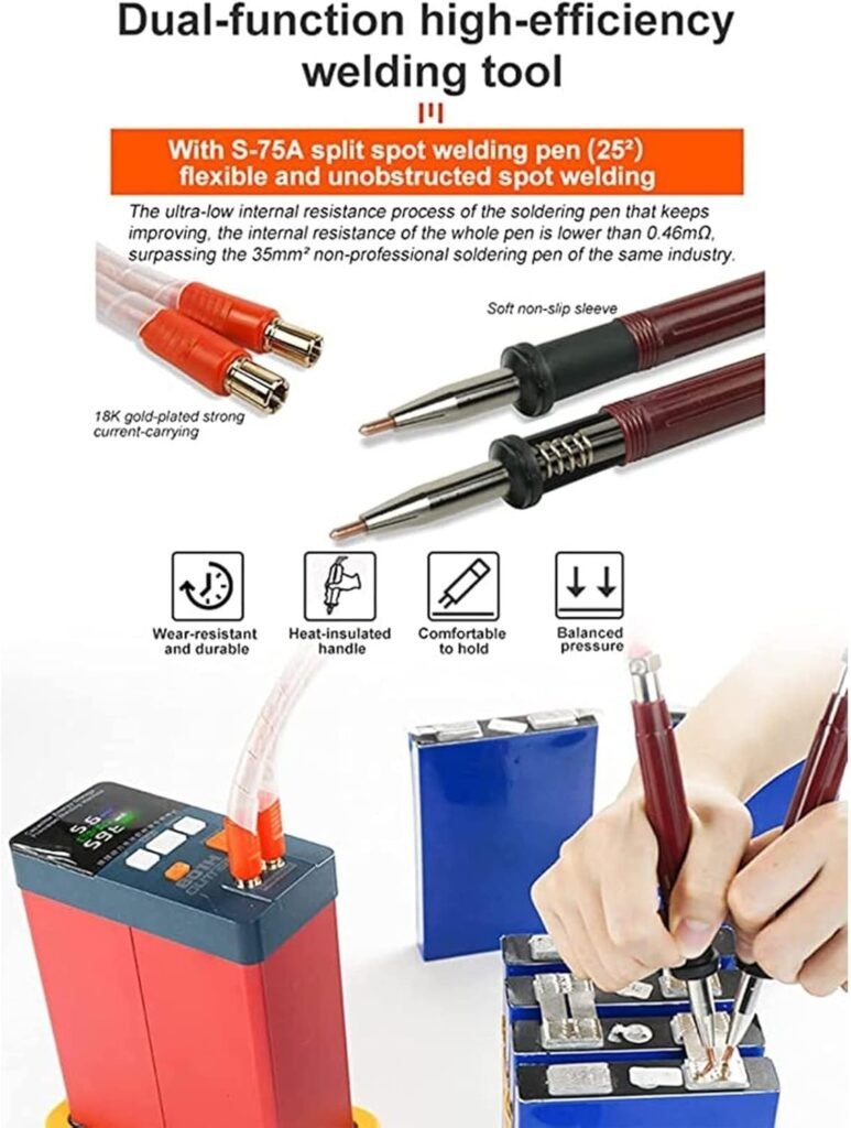 ZIJINGY Pulse Spot Welder, Cordless Spot Welder, 19.8Kw Industrial Energy Storage Battery Welder, Lithium Battery DIY Hand Soldering Pen 110V-220V