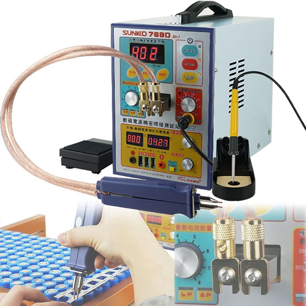 Battery Welding Machine 3,2kw Automatically Portable Mini Battery Spot Welding Machine Led Pulse Spot Welder with Soldering Iron 2 in 1 for 18650 22650 32650 Battery Battery Packs Polymer Battery CE