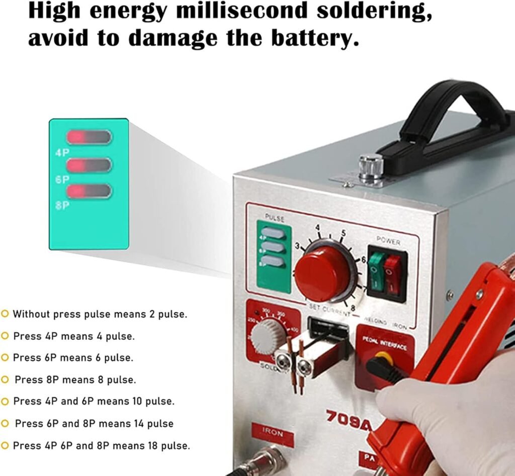 KLUFO 709A Battery Spot Welder Battery Welding Soldering Machine for 18650 Lithium-ion Battery Pack Welding 0.3mm Nickel Strip,110V