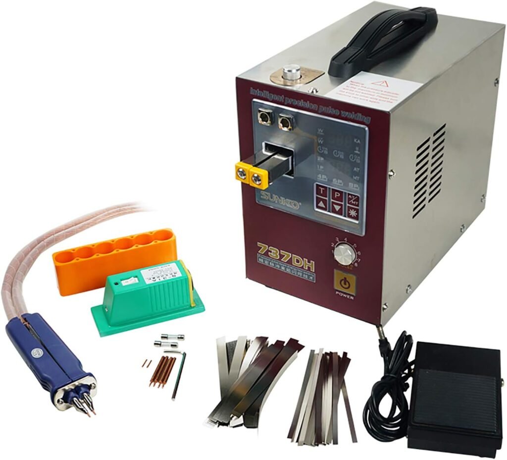 KLUFO 737DH Battery Spot Welder, Pulse Welding Machine for 18650 14500 Lithium Batteries Battery Pack Work With Nickel Strips 0.35mm Intelligent Time Delay Function