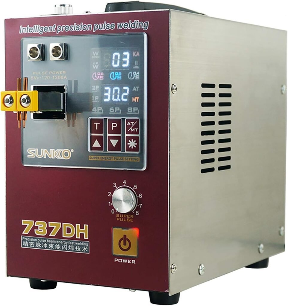 KLUFO 737DH Battery Spot Welder, Pulse Welding Machine for 18650 14500 Lithium Batteries Battery Pack Work With Nickel Strips 0.35mm Intelligent Time Delay Function